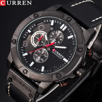 

New Watches Men Luxury Brand CURREN Fashion Sports Wristwatch Chronograph Leather Strap Quartz Male Clock Relogio Masculino