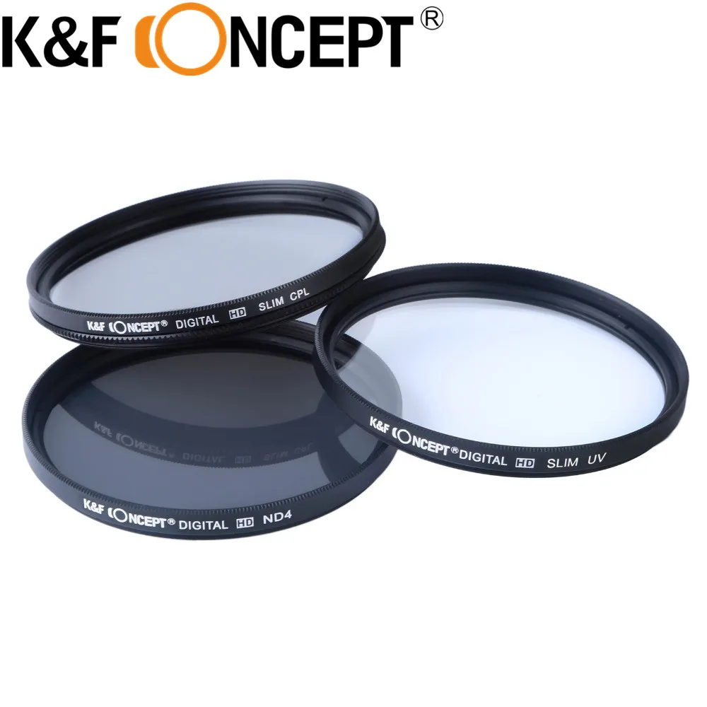 

k&f concept 52mm Filter Kit filtros UV CPL ND4 Polarizing Cleaning Cloth For Nikon D7000 D5100 D3200 D3100 18-55mm Filter