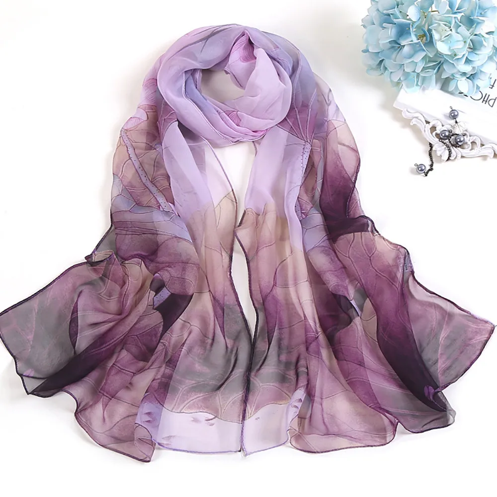 Новейшие Модные женские шали с принтом лотоса, Длинный мягкий шарф, шарф, Женская шаль, мягкие шарфы, фантастический шейный платок, палантины, шарф