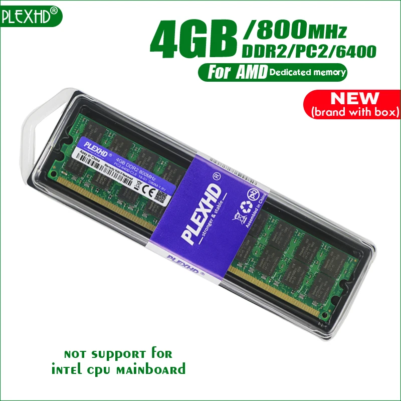 PLEXHD 4 ГБ DDR2 PC2-6400 800 МГц 4G PC2 6400 для настольных ПК DIMM оперативная память 240 контакты для AMD Высокая совместимость