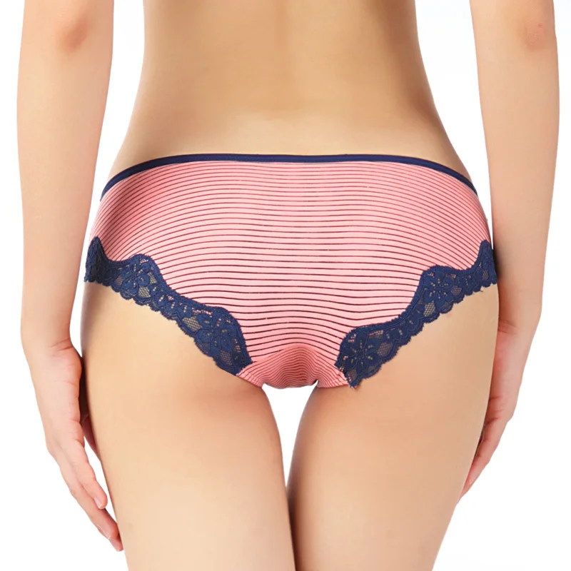 Hot Sexy Thong Petite Culotte Femme Briefs Women's Cotton Underwear Striped Sweet Dot Sexy Lace Panties For Women  (1)
