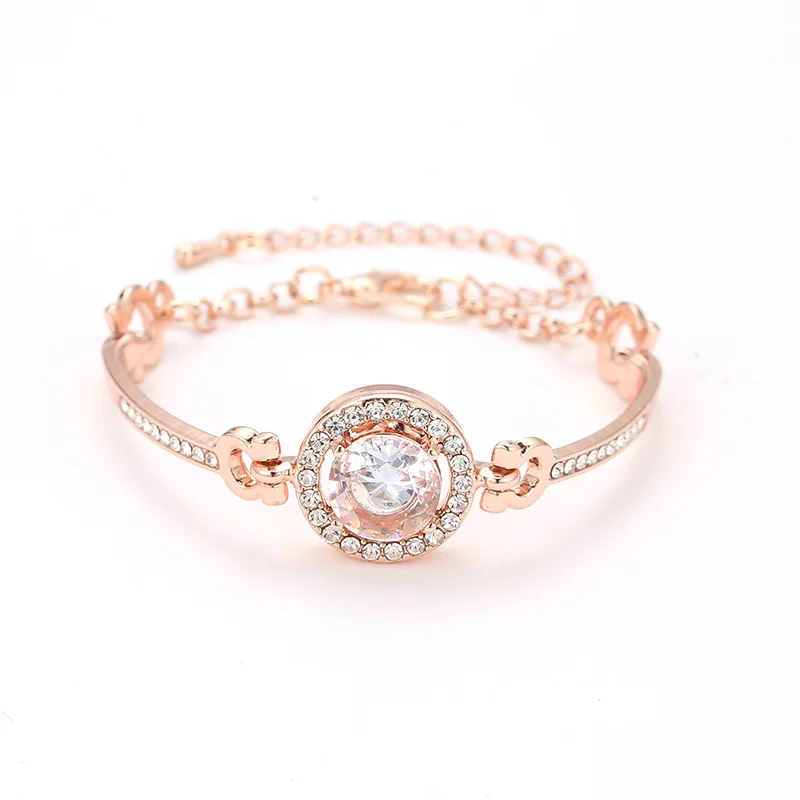 Оригинальная новая благородный Стразы Шарм Браслеты золотого, серебряного цвета розового золота брак браслет Для женщин Модные украшения