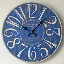 2016 Fashion Home Decor Clock Blue Wall Clock Livingroom Vintage Creative Mute Digital Watch for Kitchen