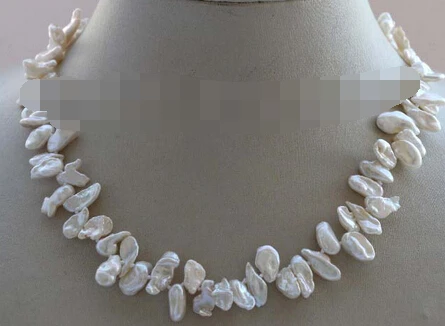 

huij 004258 Genuine Natural Baroque White Reborn Keshi Petal Pearl Necklace