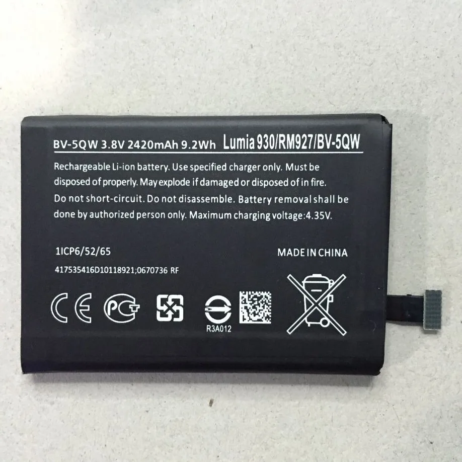 

NEW mobile phone battery BV-5QW for Nokia iCOM Lumia 929 Lumia 929+ Lumia 930 RM927 with good quality