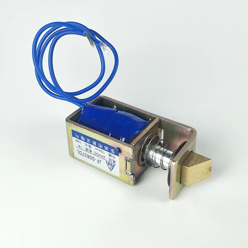JF-0837DL DC12V 24V 10mm 15N 1A автоматический сброс Pull Тип открытый рамочный Электромагнит соленоид для замка двери