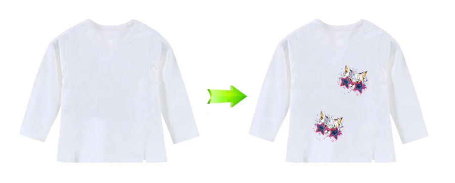 3-Cute Cat Sticker Patches Waterolor Fashion Clothes Decoration Washable Diy Accessory Print On T-Shirt Iron-On Transfers