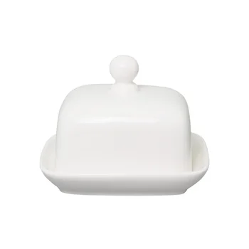 

Quail 4 Inch Butter Box,Ceramic Butter Plate,White,with Lid,Cheese Storage Tray Butter Dish
