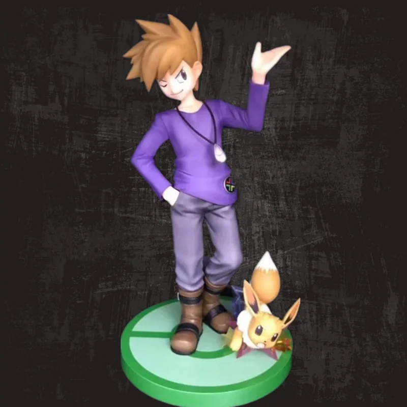 

Anime Characters Sun and Moon Selene With Rowlet Eevee Action Figure Gary Oak Model Toys Room Decoration Figure