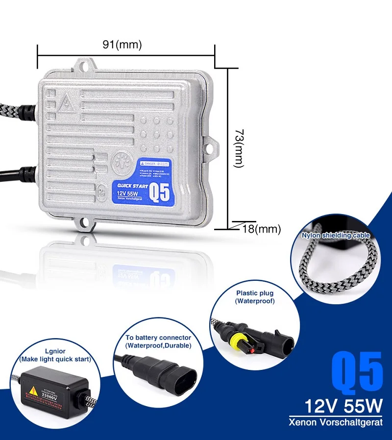 Q5 55 Вт AC 12 в быстрый яркий HID блок зажигания Быстрый старт тонкий ксеноновый балласт для автомобильных фар ксеноновый комплект преобразования