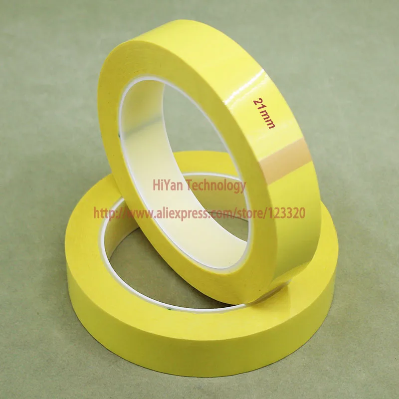 

2rolls/Lot 21MM Width 66 Meter Length PET Film Yellow Mylar Tape Adhesive Insulation Anti-Flame For Transformer Capacitor Motors