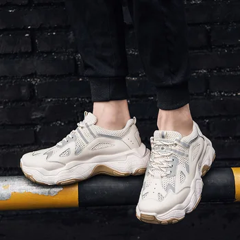 

New 2019 Spring summer men's sneakers Mesh Breathable Height Increasing Lace-Up sport shoes men Luminous runing shoes MA-150