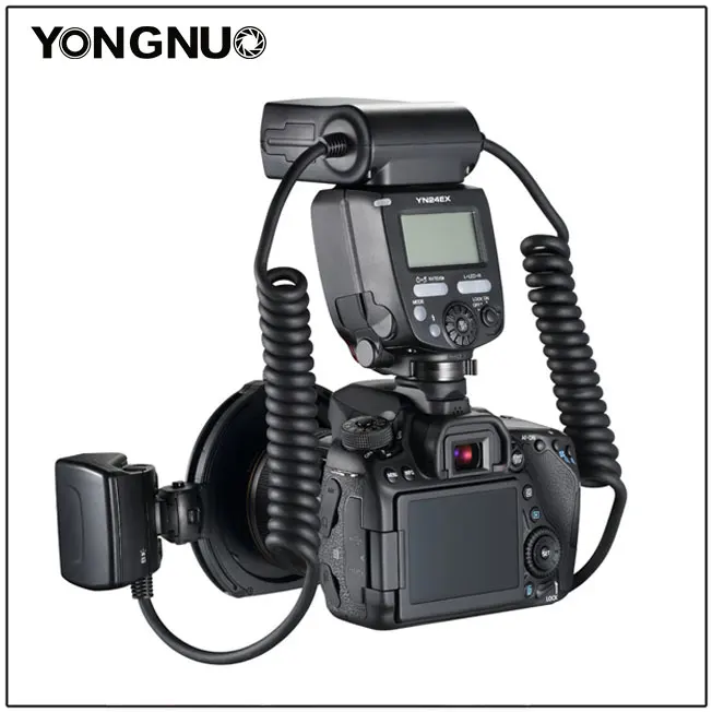 Yongnuo YN24EX E ttl Твин Лайт Макросъемка Speedlite для камер Canon с двойной 2 шт головкой+ 4 шт переходных кольца