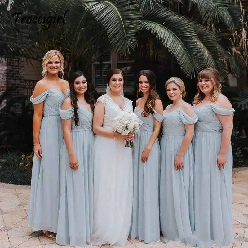 25-1       2019 New Fashion Chiffon Off Shoulder Bridesmaid Dresses Long Party Gowns Maid of Honor Dresses Custom Made