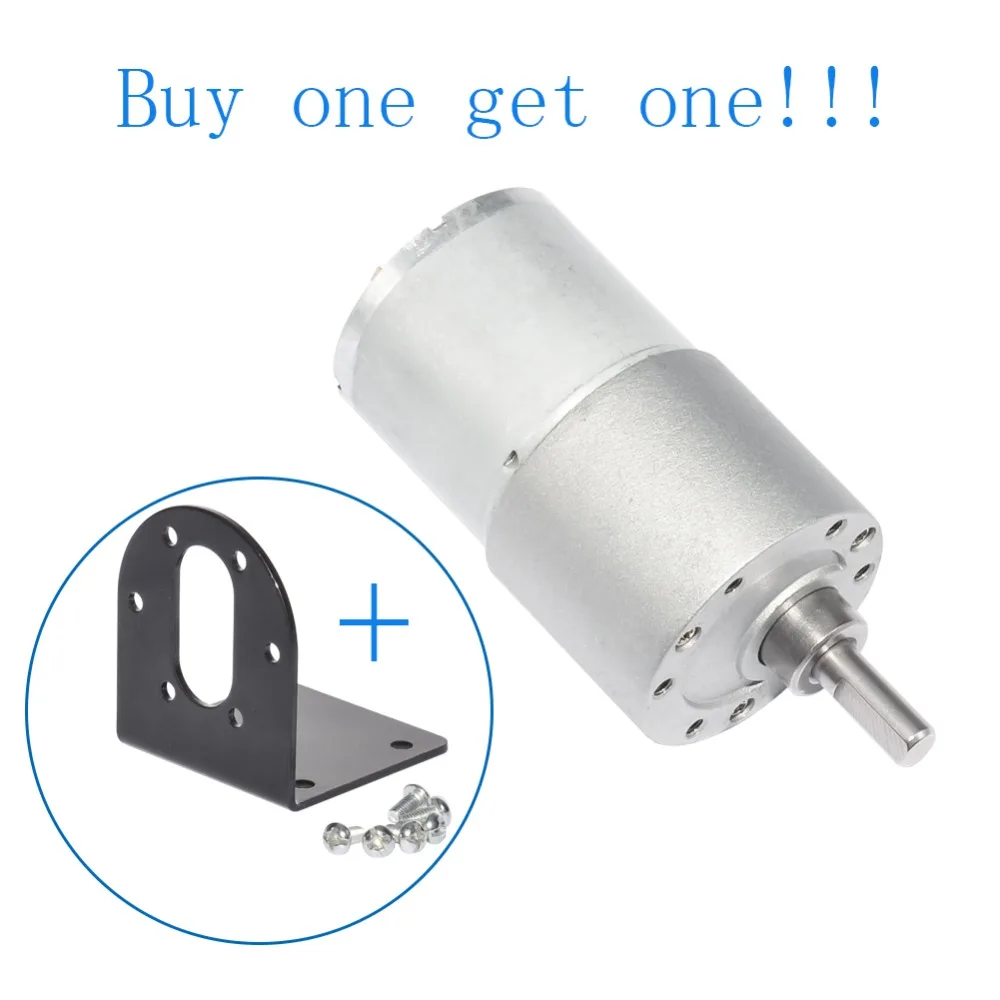 

DC Geared Motor 12V 40rpm 50rpm 90rpm Dia 37mm Small Size Motor and Bracket