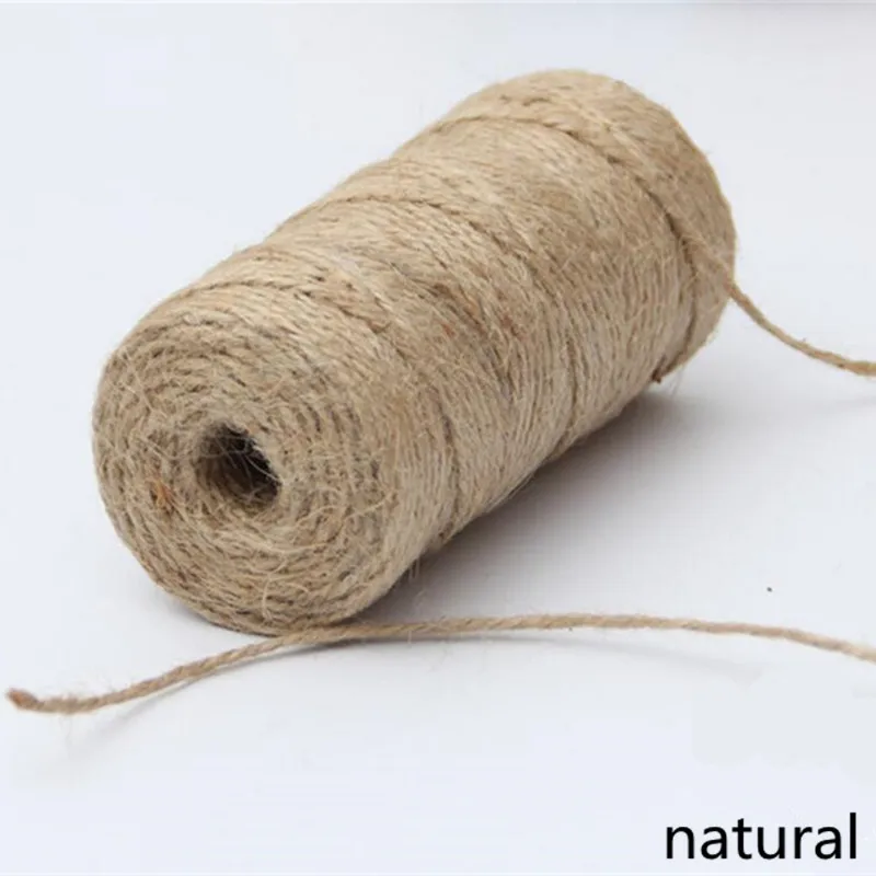 1Roll 100M Natural Burlap Hessian Jute Twine Cord Hemp String 2mm Gift Wrap Packing String Rustic Wedding Decoration AA7905