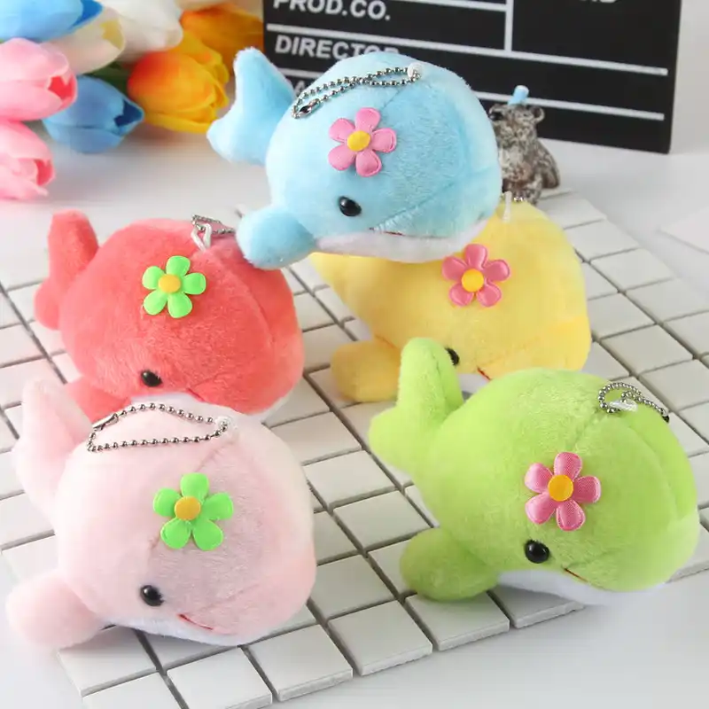 1 шт. Симпатичные Дельфин Kawaii Плюшевые брелоки мягкие PP чучело из хлопка животных плюшевые игрушки для подарки для девочек на день рождения сумка Подвеска - изображение