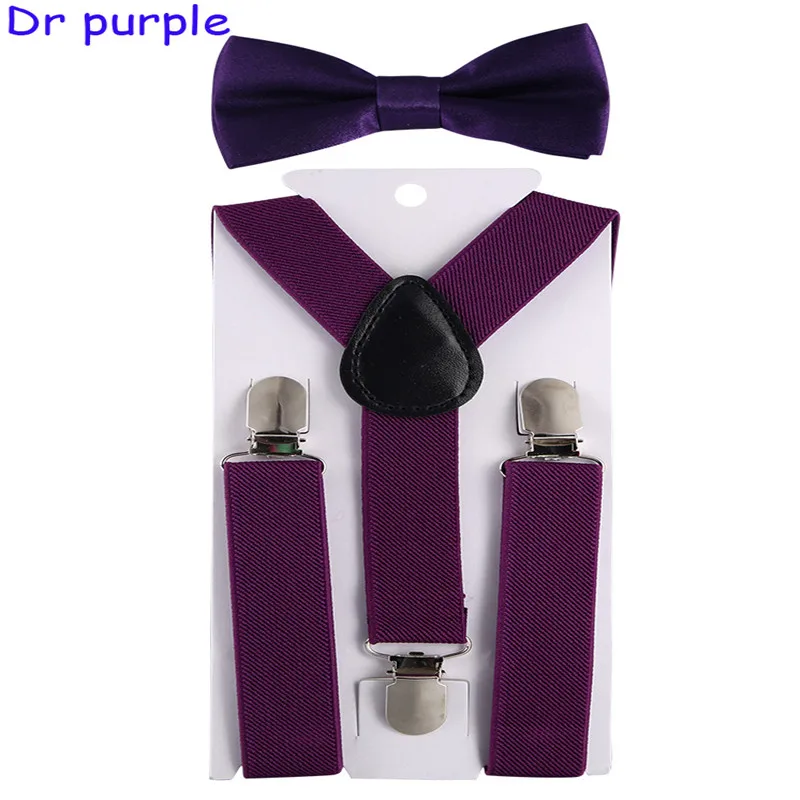 Dark Purple Детские регулируемые эластичные подтяжки с галстуком-бабочкой, брекеты для мальчиков и девочек, подтяжки, Детские свадебные галстуки, аксессуары, Детский комплект с галстуком-бабочкой - Цвет: Dark Purple