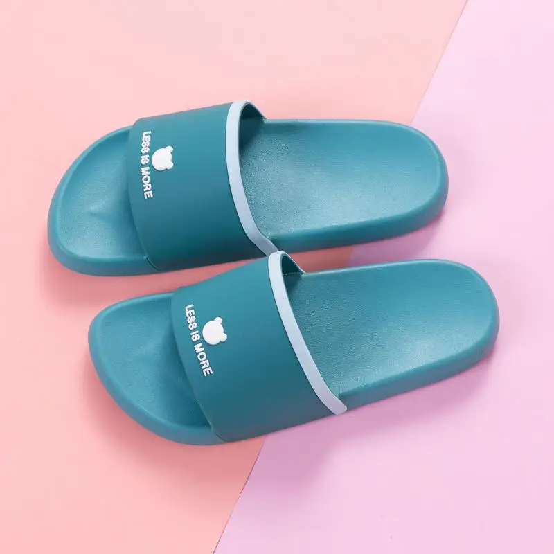 Summer Women Slides Home Slippers Beautiful Bear Women Soft Beach Sandals Woman Shoes Bothe Flip Flops Sandalias Plus Size 35-44 - Цвет: green