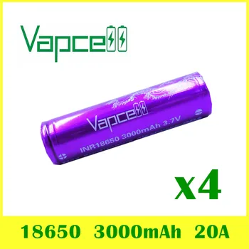 

4pcs VAPCELL INR18650 3000mAh 3.7V rechargeable HIGH POWER lithium battery continuous 20A vs keeppower smoke E-CIG IMR BATTERY