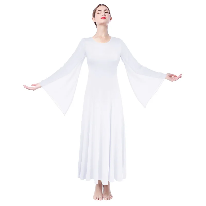 Литургическое танцевальное платье, церковный костюм, хвалебная танцевальная одежда, плиссированное длинное платье, элегантное женское платье для взрослых, вальс, танго, балетное платье - Цвет: A style White