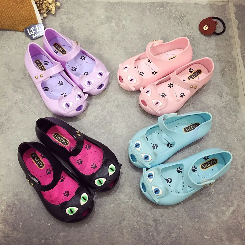 2017 Mini Melissa Fine Cat Children Jelly Sandals Girls soft Shoes
