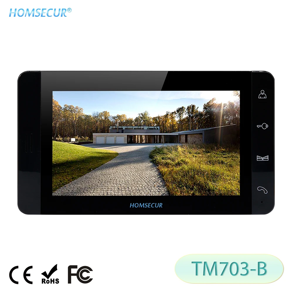 HOMSECUR 7 &quotTM703 B черный внутренний монитор для HDW проводной видеодомофон|Комнатный