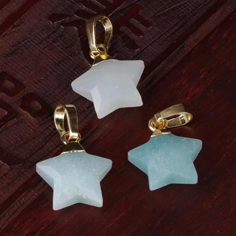 

tiny gold blue moonstone star semi precious stone bead pendant charm for dainty personalized Jewelry DIY for choker earring