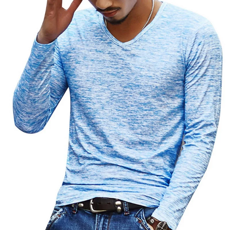 

SHUJIN Spring Autumn Men Long Sleeve T-Shirt Splash-Ink Fashion Ink Printing Single-Breasted Men Casual T-Shirt Men'S Top