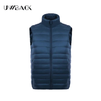 

Uwback Men Winter Vest 2017 Stand Collar White Duck Down Waistcoat Light Winter Jackets Warm Solid Vest Homme Plus Size7XL XA233