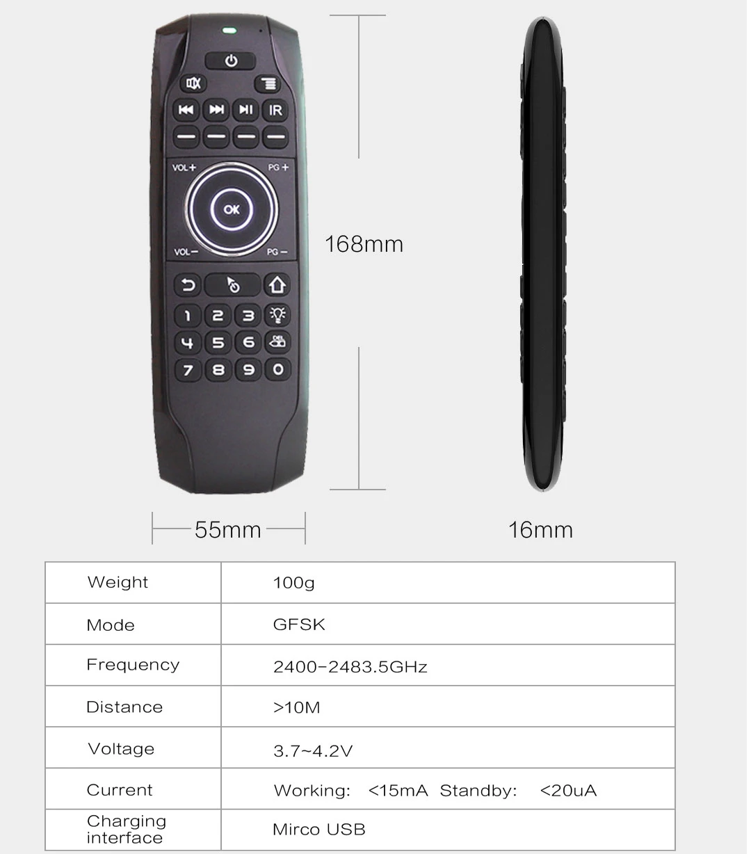 L8STAR G7 2,4 ГГц умная воздушная мышка английская русская клавиатура Пульт дистанционного управления с батареей беспроводной мини Универсальный пульт управления для ТВ-приставки H96 G30