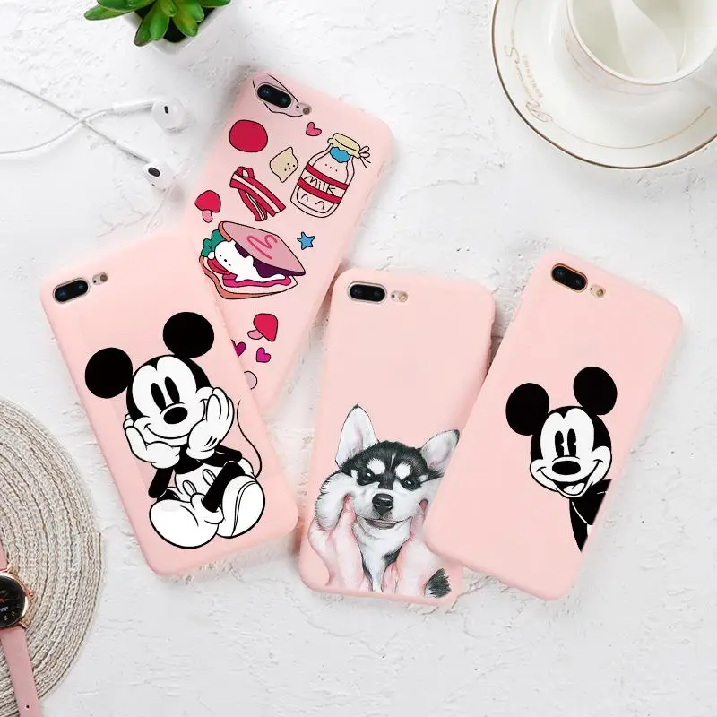 

Fashion Pink Matte Cartoon Cute Coque For iPhone XR Case For iPhone 5 5S SE 8 7 6 6S Plus X XS Max Cases Soft TPU Silicone Cover