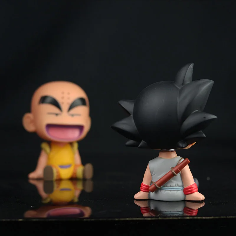 Dragon Ball Z Goku Krillin Car Decoration Shaking Head Doll Phone Bracket Dragon Ball Action Figure Doll Toy Japanese Anime