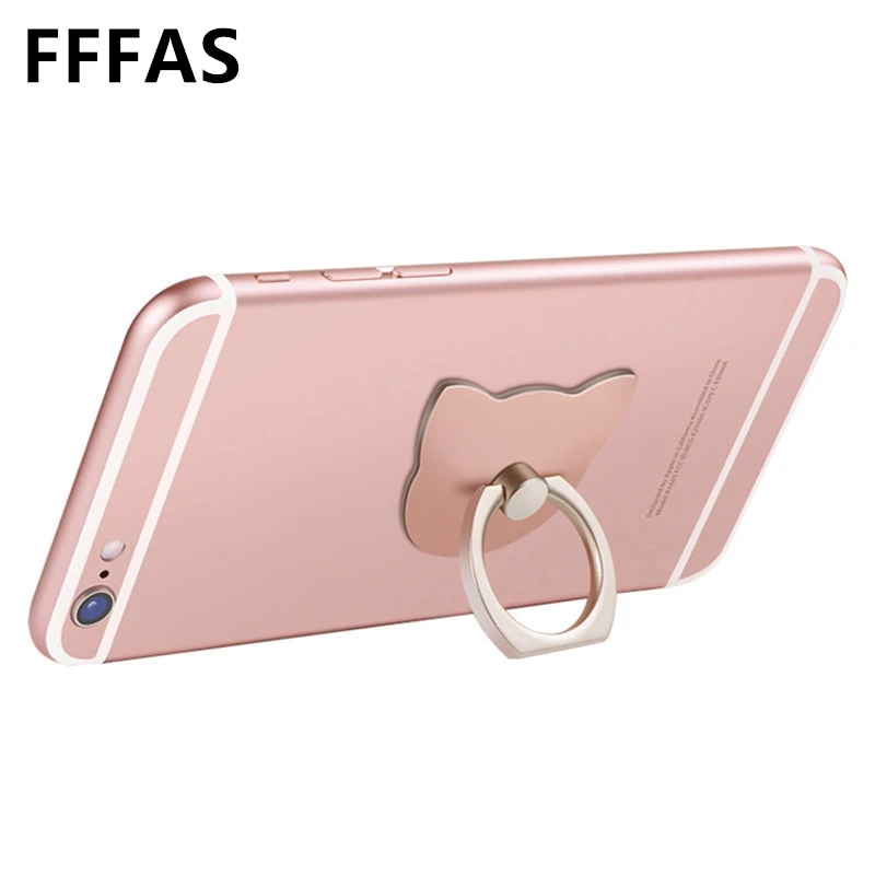 FFFAS القط الأذن Moblile الهاتف البنصر حامل لطيف حامل شحن دعم الهاتف المحمول العالمي الدب قوس ل أبل فون 8 X