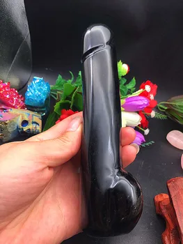 

Natural obsidian crystal hand carved massage stick