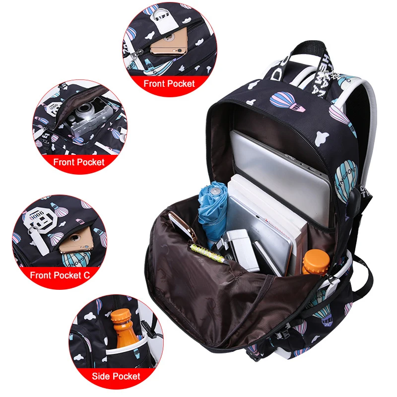 شاحن يو اس بي ظهره كلية فتاة المدرسية حقيبة كتف طباعة على ظهره للماء حقيبة المدرسة حقائب الفتيات شاحن يو اس بي ظهره كلية فتاة المدرسية حقيبة كتف طباعة على ظهره للماء حقيبة المدرسة حقائب الفتيات