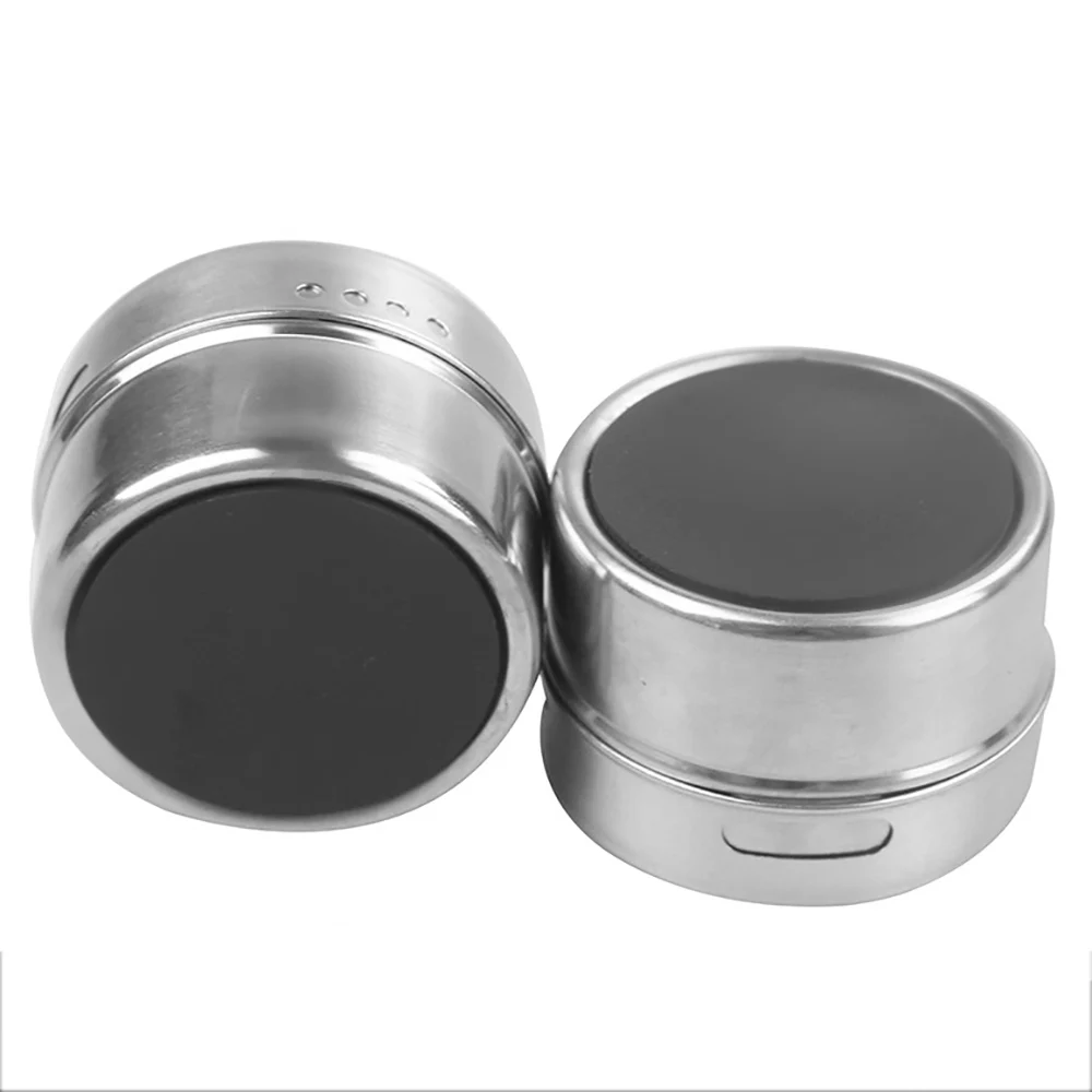

New Magnetic Spice Jars Tins Stainless Steel Spice Jars Set Seasoning Pepper Spice Storage Container Box