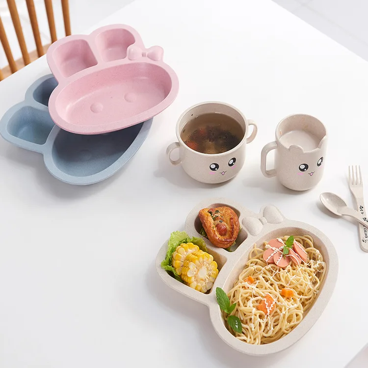 New cute rabbit plates for baby baby feeding dishes Wheat straw kids plates 3pcs/set New cute rabbit plates for baby baby feeding dishes Wheat straw kids plates 3pcs/set