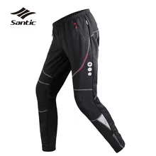 Santic зимние штаны для велоспорта, мужские флисовые штаны для шоссейного велосипеда, Длинные теплые штаны для велоспорта, ветрозащитные штаны для велоспорта
