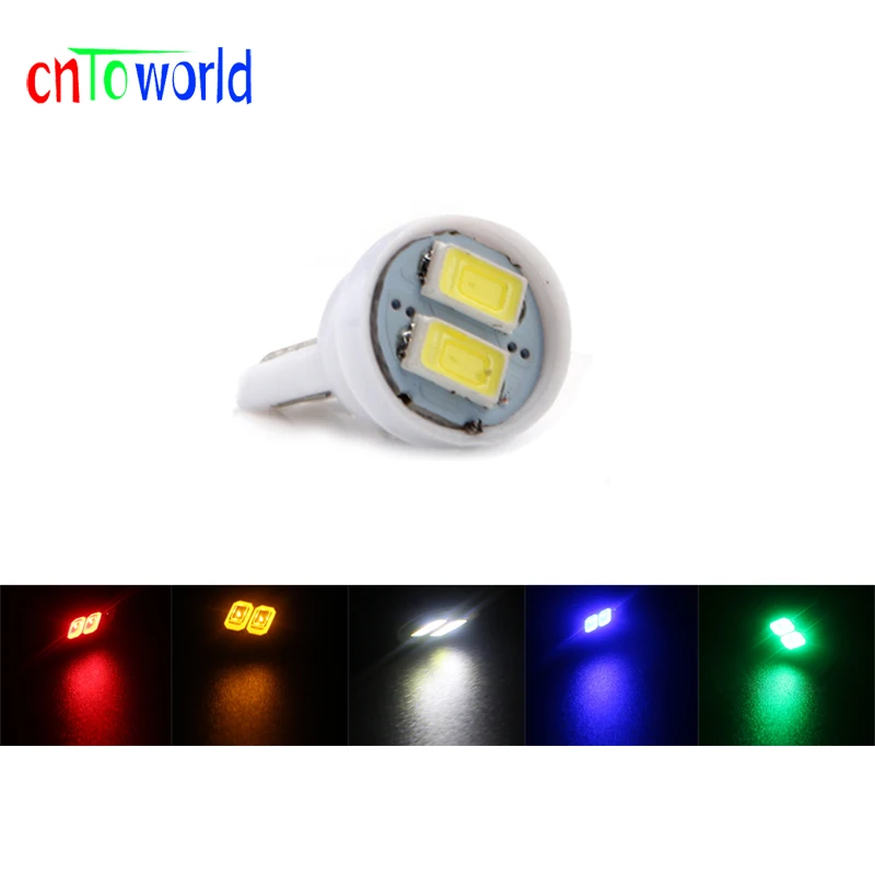 T10 5630 2 SMD LED W5W 194 168 Car License Plate Lamp Clearance Light Auto Instrument Led Lights White Red Blue Green Yellow 12V