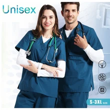 Больницы и стоматологическая клиника женщина человек, доктор короткий рукав хирургической униформе изоляции скраб набор, Классическая Спецодежда медицинская костюм комплект ZZ01