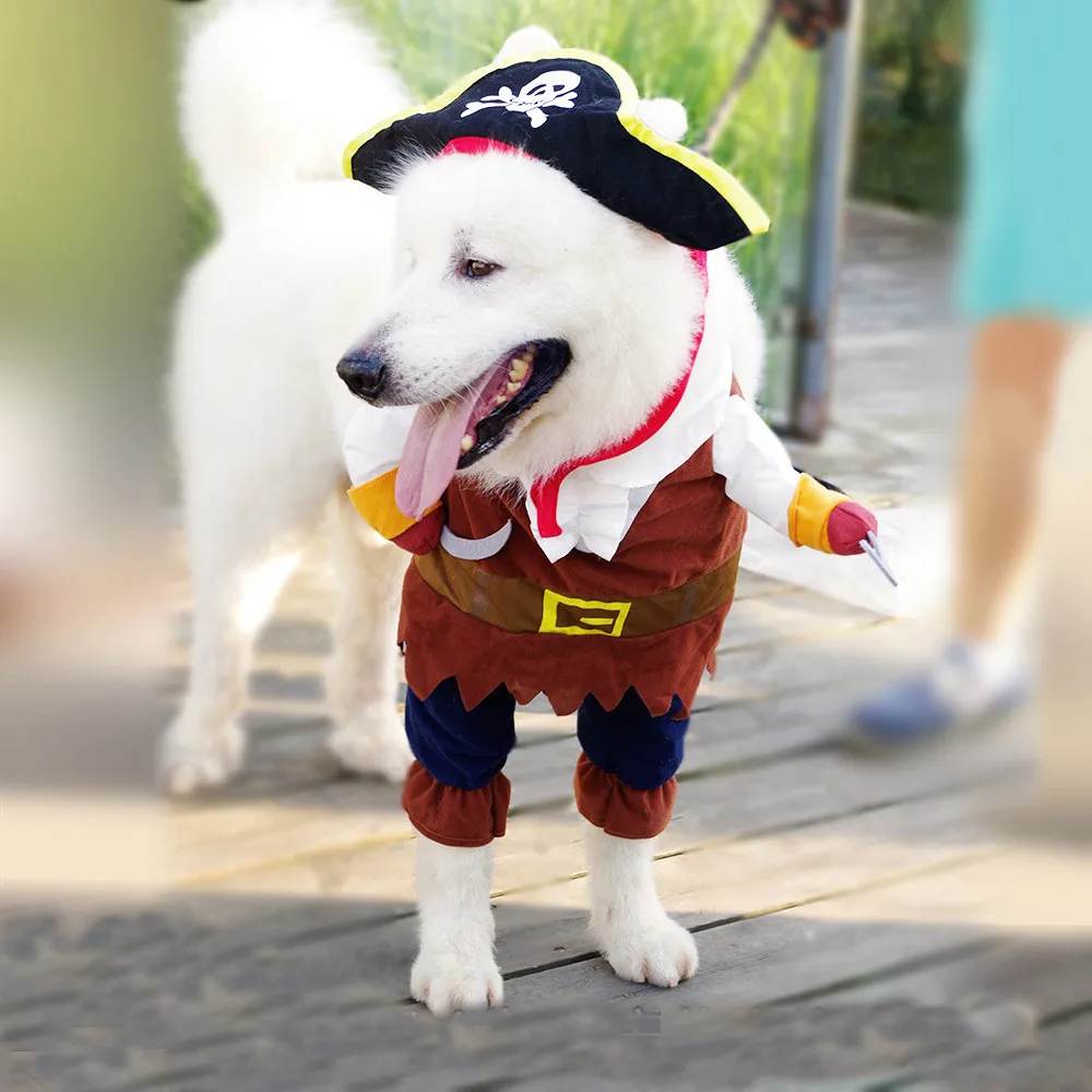 Новое поступление, одежда для собак, пиратский костюм для домашних животных, одежда для собак, Пиратская мультяшная собака, забавный костюм, костюм для Хэллоуина, ведьмы, товары для домашних животных