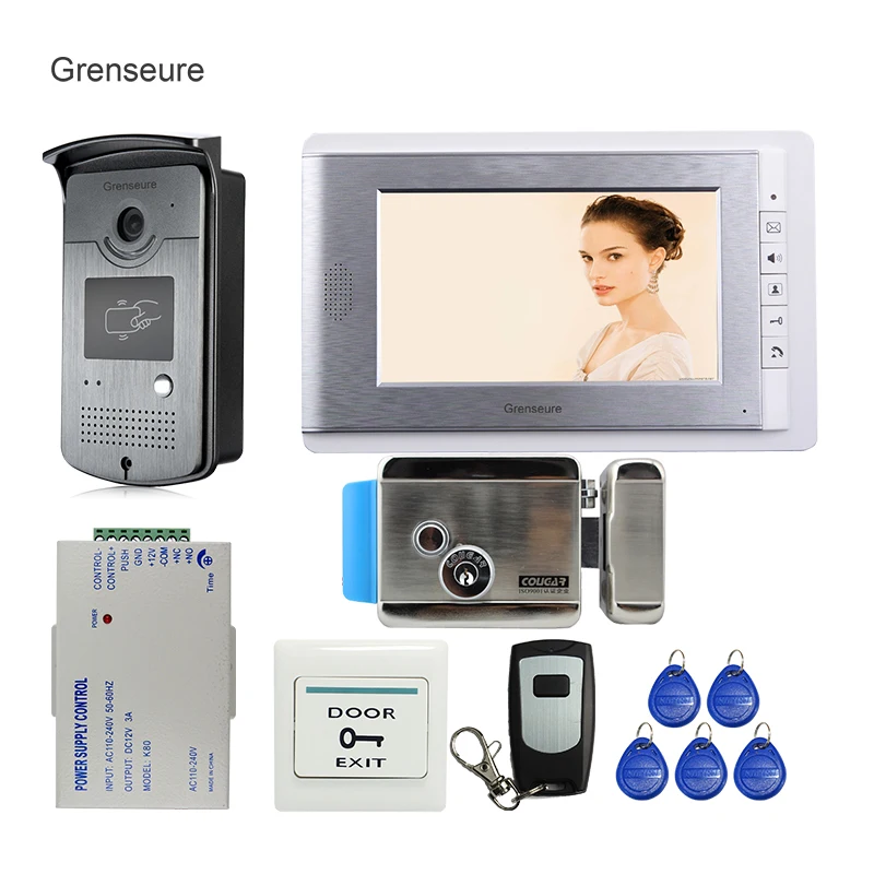 

Free Shipping New Apartment 7" Video Intercom Door Phone System + RFID Access Door Camera + Electric Control Door Lock In Stock