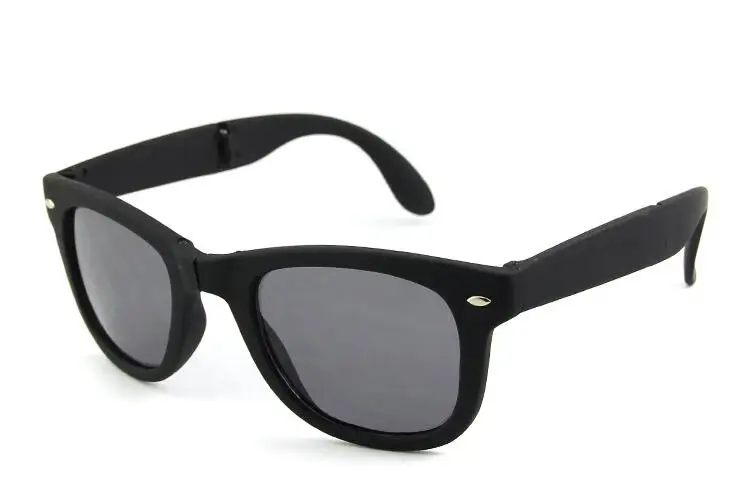 Хит, винтажные складные солнцезащитные очки для мужчин и женщин, солнцезащитные очки, фирменный дизайн, очки с вогнуто-выпуклыми линзами, de soleil gafas de sol, чехол - Цвет линз: black gray