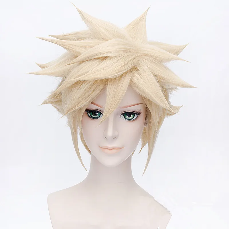 Аниме FF15 FINAL FANTASY 7 Cloud Strife косплей парик Хэллоуин, вечерние, сцена, играть короткие волосы светло-золотой высокое качество