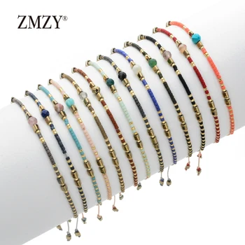 

ZMZY Cute Thin Bracelet Women Bracelets Beads Stone Crystal Bracelet Handmade Bohemian Vintage Ethnic Statement Jewelry Gift