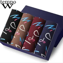 WTEMPO, сексуальное Брендовое нижнее белье, мужские Модальные боксеры, дышащие, удобные, с алфавитом, трусы, мужские, модные, новые шорты, боксеры, 4 шт./партия