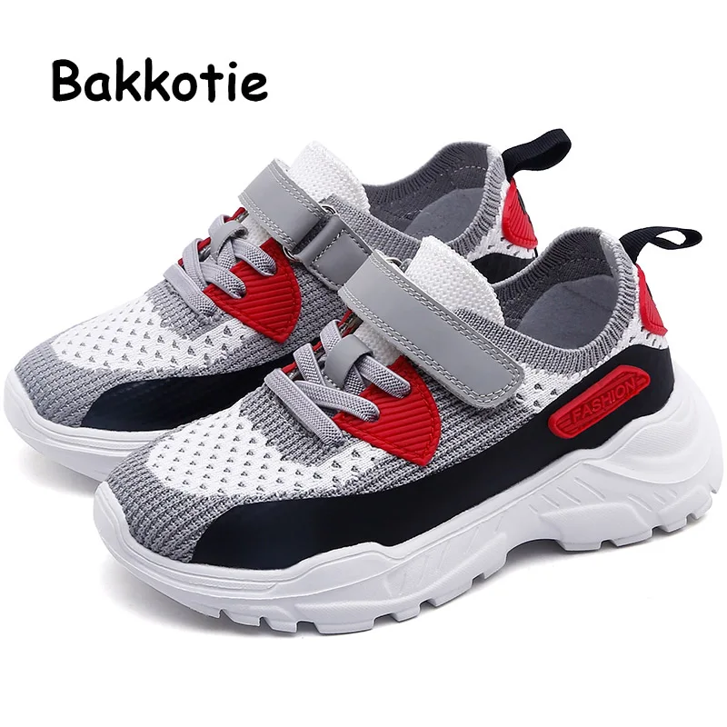 Bakkotie/ г. Детская осенняя спортивная обувь для мальчиков модная мягкая черная повседневная обувь для бега новые дышащие сетчатые кроссовки для девочек