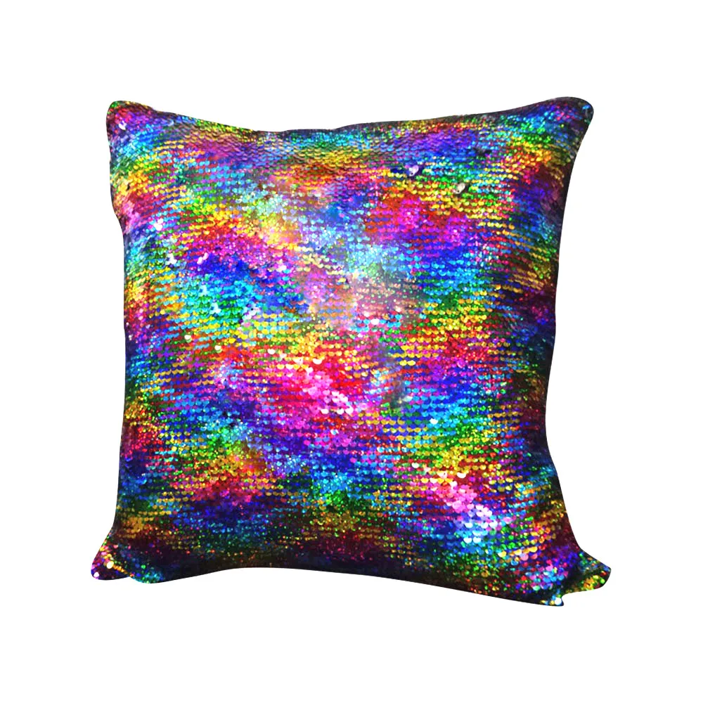 Pillow Case Glitter Sequins Cushion Covers Mermaid 40cmx40cm Multicolors Decorative Throw Cafe