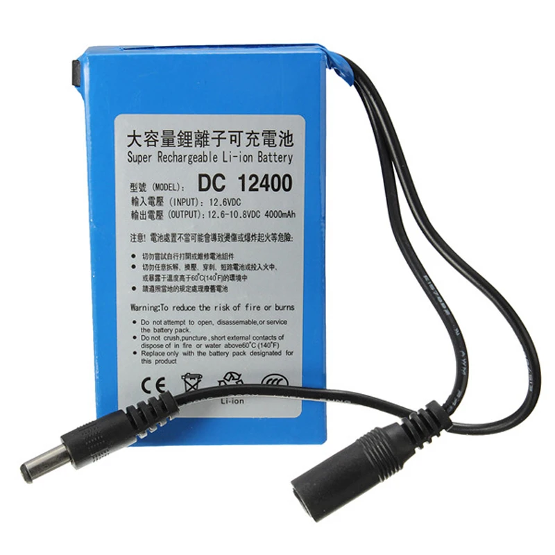 Cncool DC 12V 4000MAH Rechargeable Portable Lithium-ion Battery DC 12V 4000mAh DC12400 With US/EU Plug Drop shipping